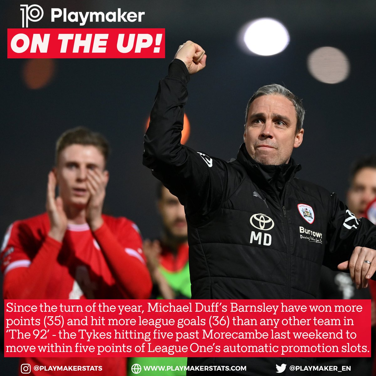 playmaker_EN's tweet image. 📈 Most league goals scored in 2023 (top 4 tiers):

36⚽️: 💥BARNSLEY💥
33⚽️: Middlesbrough, Salford
30⚽️: Arsenal, Derby
28⚽️: Ipswich
27⚽️: Man C, Sheff W, Mansfield

#COYR @BarnsleyFC