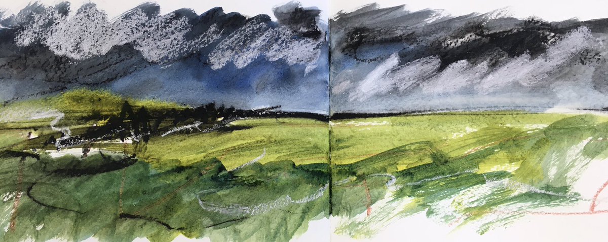 Monday sketchbook. #sketch #sketchbook #landscape #dartmoor #mixedmediadrawing #drawing