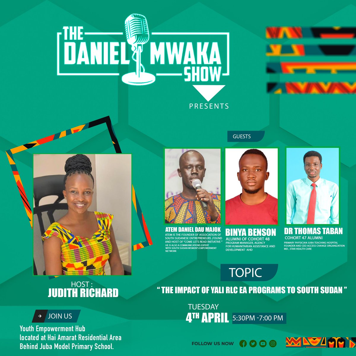 This is yet another exciting discussion coming up tomorrow as we will be discussing the impacts of the @YALIRLCEA in South Sudan <a href="/YALI_SouthSudan/">YALI Alumni South Sudan</a> <a href="/USAIDSouthSudan/">USAID South Sudan</a> <a href="/USMissionJuba/">h1poc</a>