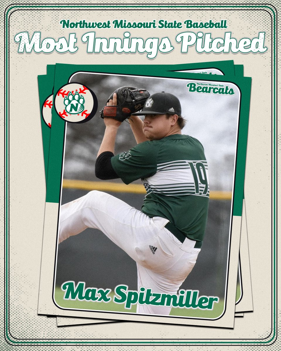 Senior Max Spitzmiller is the <a href="/NWBearcatBSB/">Northwest Baseball</a> program's all-time leader in innings pitched. Spitzmiller has tossed 311 2/3  in his career, surpassing the old mark of 309 2/3 innings pitched by Joseph Hietpas (2015-18). Congrats, Max!
