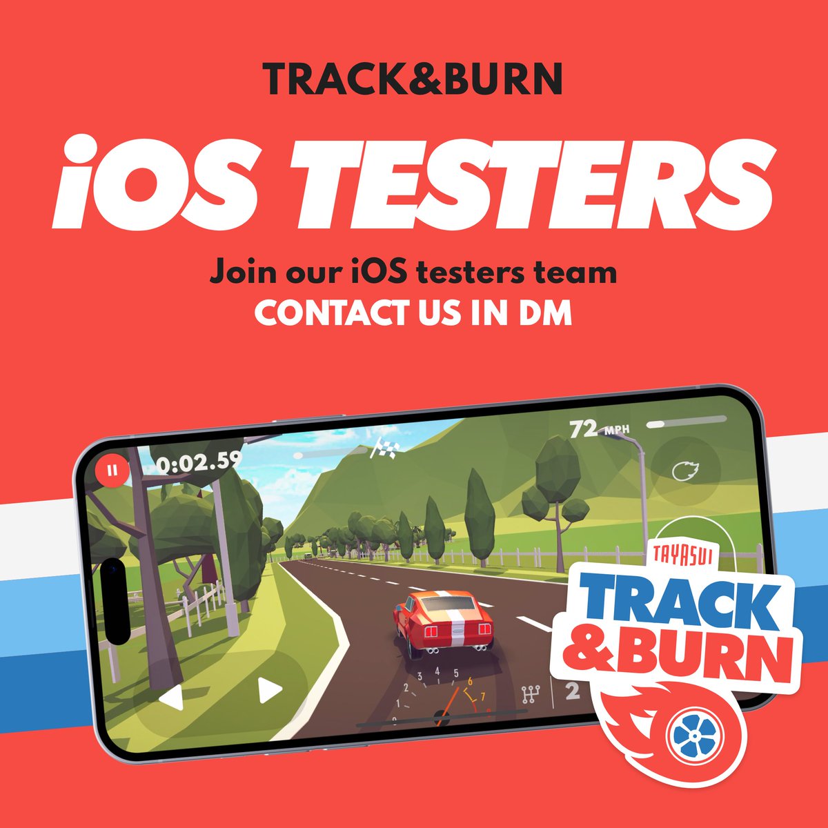 trackandburn's tweet photo. We are looking for beta testers for Track &amp; Burn iOS! Send us a DM with your iCloud ID 🏆 

#tayasuiTnB #tayasui #beta #betatester #testerwanted #iosapp #betaapp #racegame #race #dm #testflight #tester https://t.co/I7WNVf3kJK