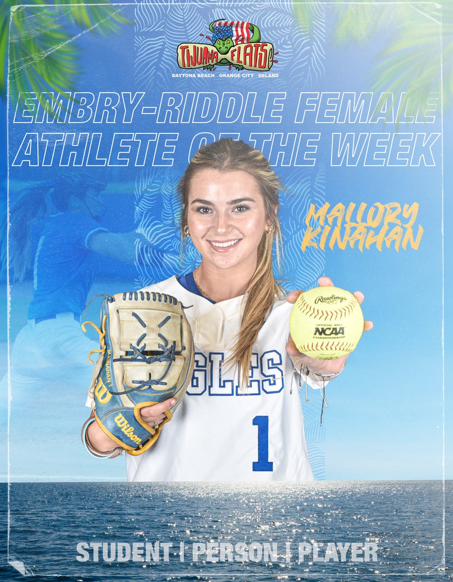.<a href="/ERAUSoftball/">Embry-Riddle Softball</a>'s Mallory Kinahan was dominant in the circle of the weekend, going 2-0 without allowing an earned run in 13.0 innings of work for the Eagles. The sophomore struck out seven batters, while also going 2-for-4 at the dish offensively. Congrats Mallory! #GoERAU