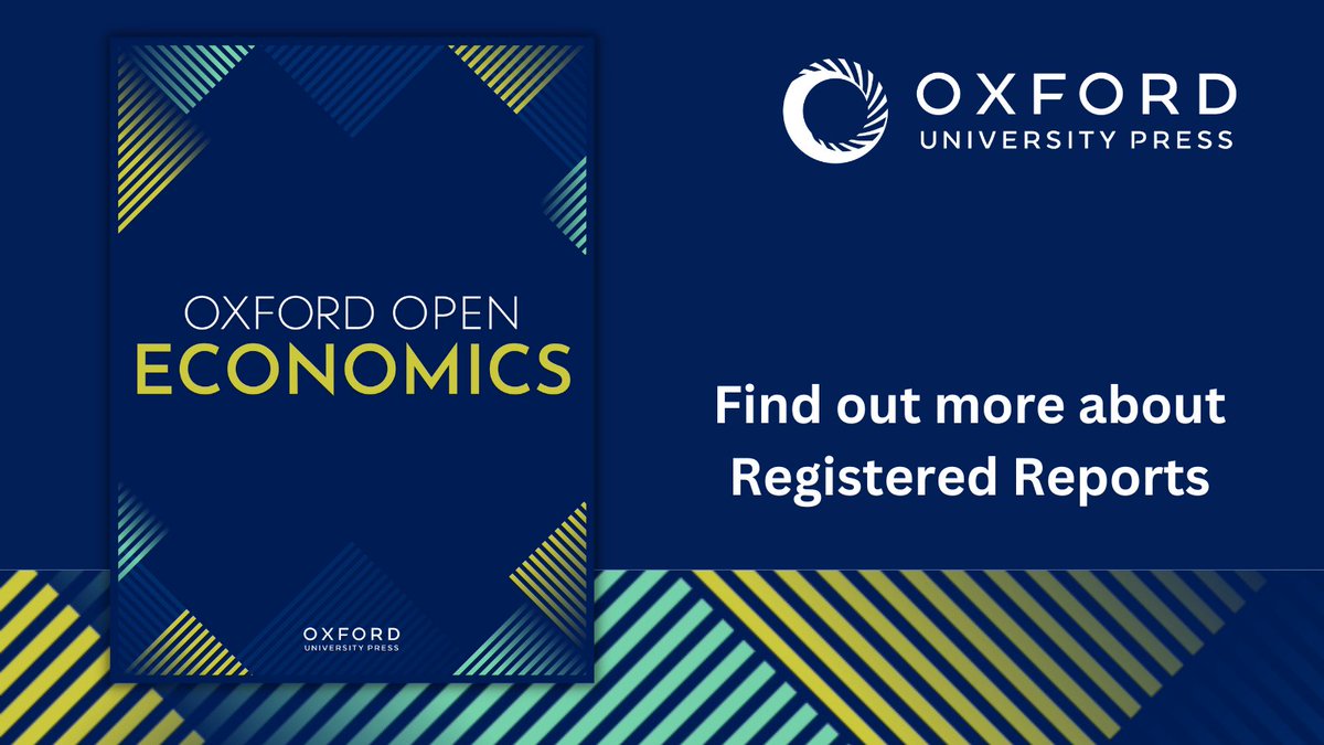 Oxford Open Economics is one of two economics journals participating in the Registered Reports initiative. Discover the benefits of this initiative, such as minimal bias in deductive science, as well as the process for submitting a report. @RegReports bit.ly/40DcYXt