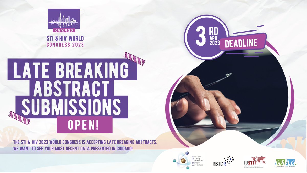 🚨🔥The deadline for Late Breaking abstract submission is, let me see....TODAY! Get details on eligibility and access the submission dashboard at tinyurl.com/bdcvy67p. We want to see YOUR most recent data presented in Chicago! #stihiv2023 <a href="/isstdr/">ISSTDR</a> <a href="/IUSTI_World/">International Union against STIs</a> <a href="/ASTDA1/">American Sexually Transmitted Diseases Association</a>