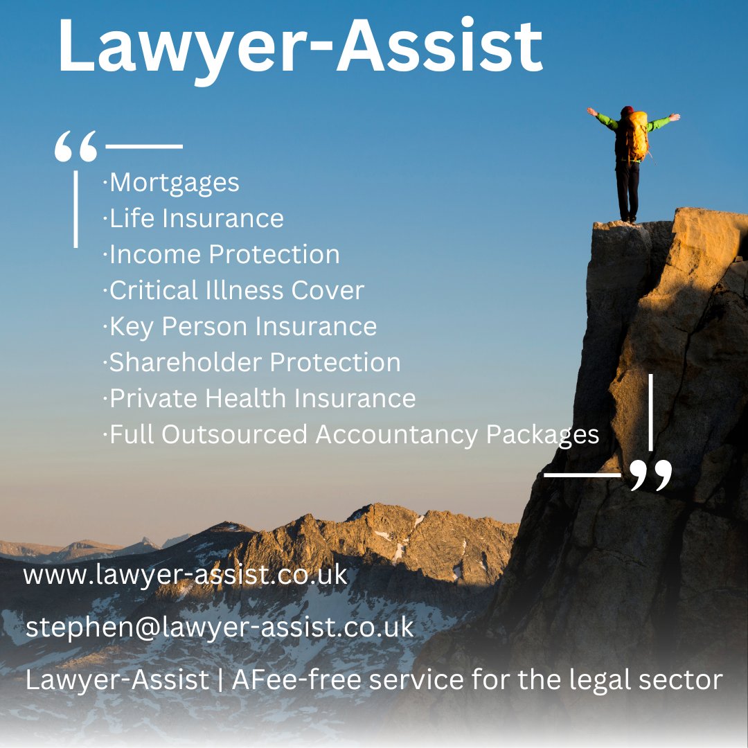 AssistLawyer's tweet photo. We offer a Fee-Free service for the Legal Sector.
Get in touch today to see how we can assist you.

stephen@lawyer-assist.co.uk https://t.co/UZp32JbyEr