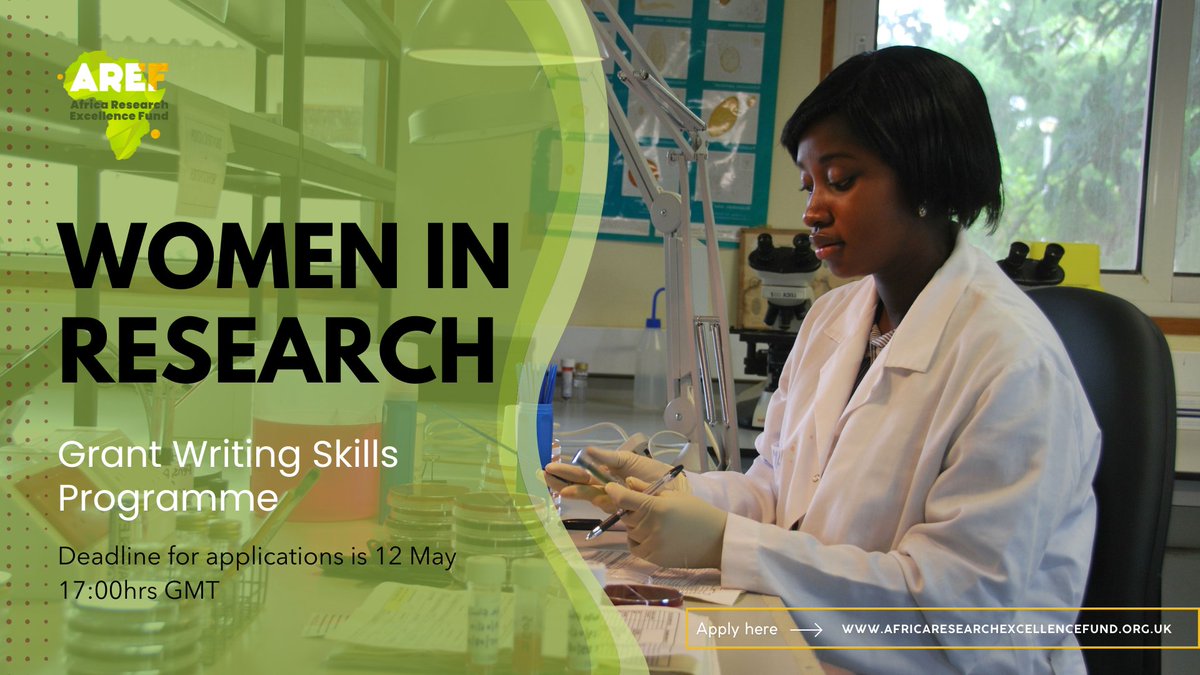 We are excited to launch our Grant Writing Skills Programme for women in health research

African women researchers face additional gender barriers in accessing research funding 

 If you need grant writing skills for your projects then apply by 12 May👉🏾bit.ly/3Kt0qML