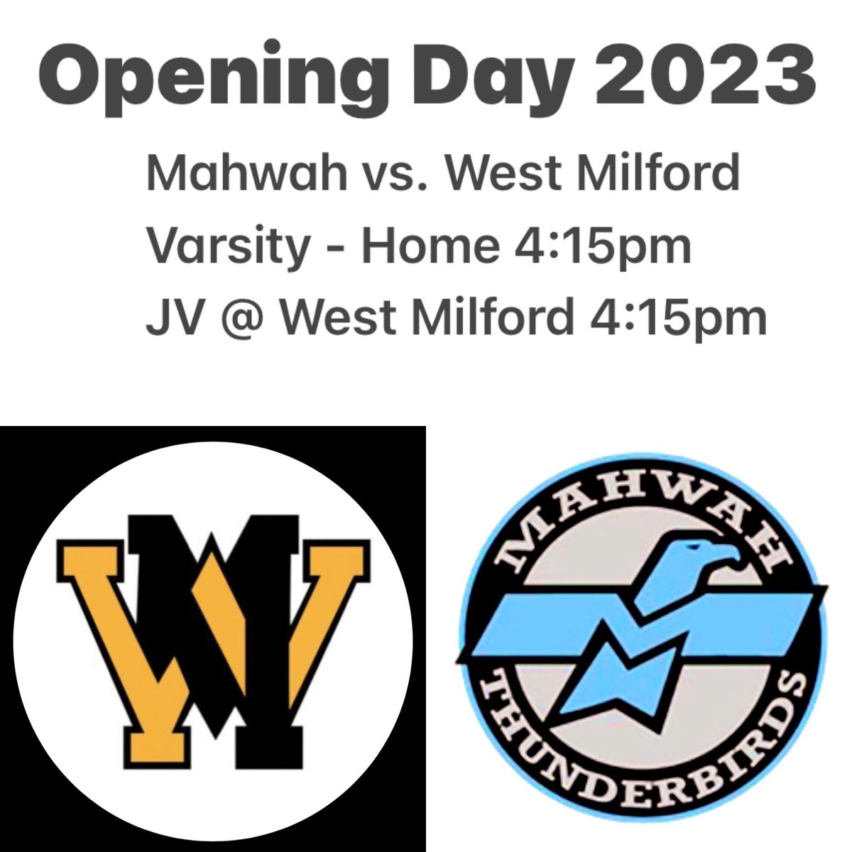 Mahwah Baseball’s 2023 Opening Day! T-Birds take on West Milford HS. #wingsup #GoBirdsGo <a href="/MahwahHS/">Mahwah High School</a>