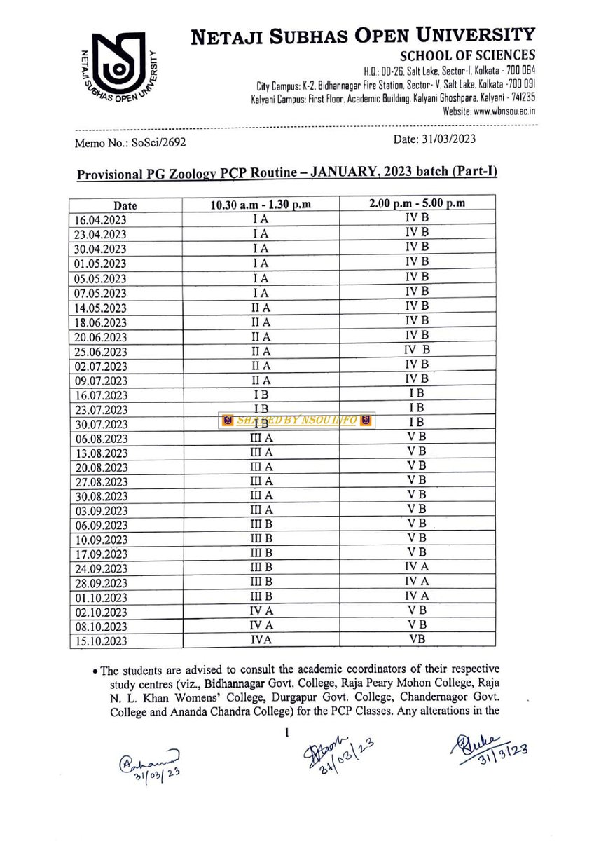 nsou_info's tweet photo. ✳️ Provisional PG Zoology PCP Routine for January, 2023 batch (Part-I).

#NSOU #NSOUINFO https://t.co/LhmyXpEKg5