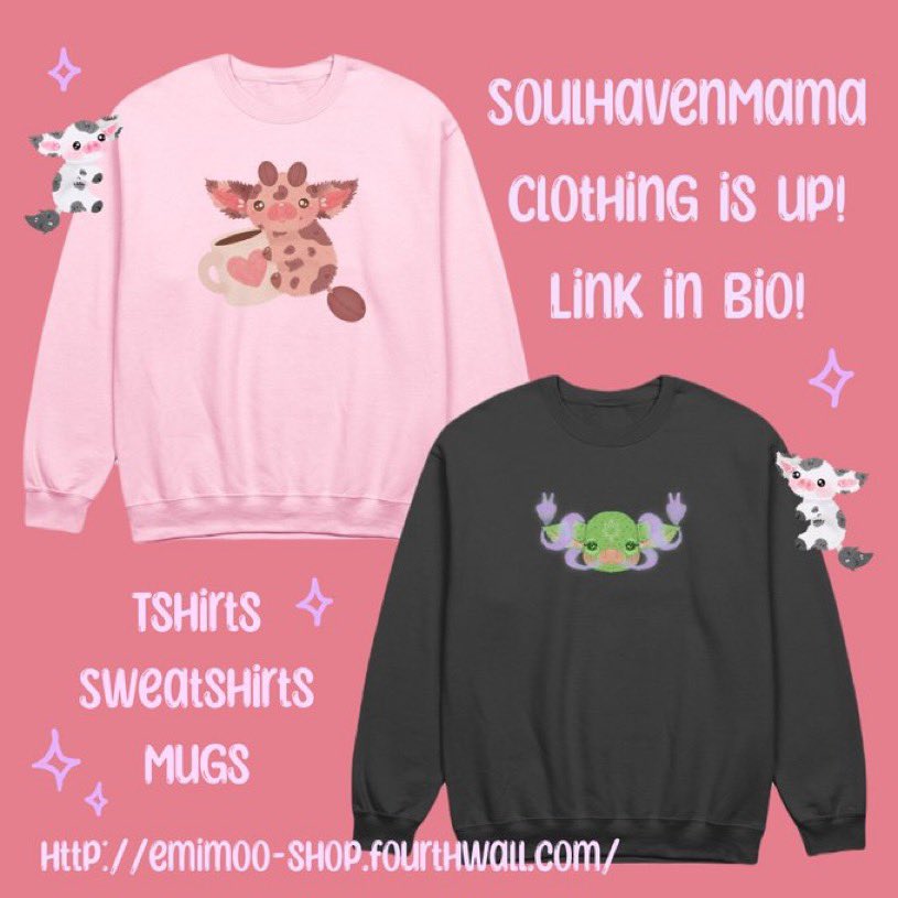 artbyemilydare's tweet photo. Sweaters, Tshirts, and Mugs 💖🫶🏻✨ https://t.co/Ox9Nd6Qj4R