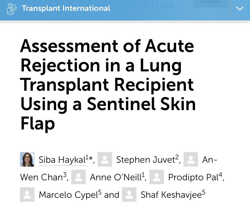 First reported case of a sentinel flap in a lung transplantation patient for monitoring of acute rejection @UHN @UHN_Surgery @UHN_Research @UHNTransplant @stephenjmdphd @MarceloCypel @SKeshavjee #transplantation #international @FrontiersIn #worldfirst #research #VCA #microsurgery