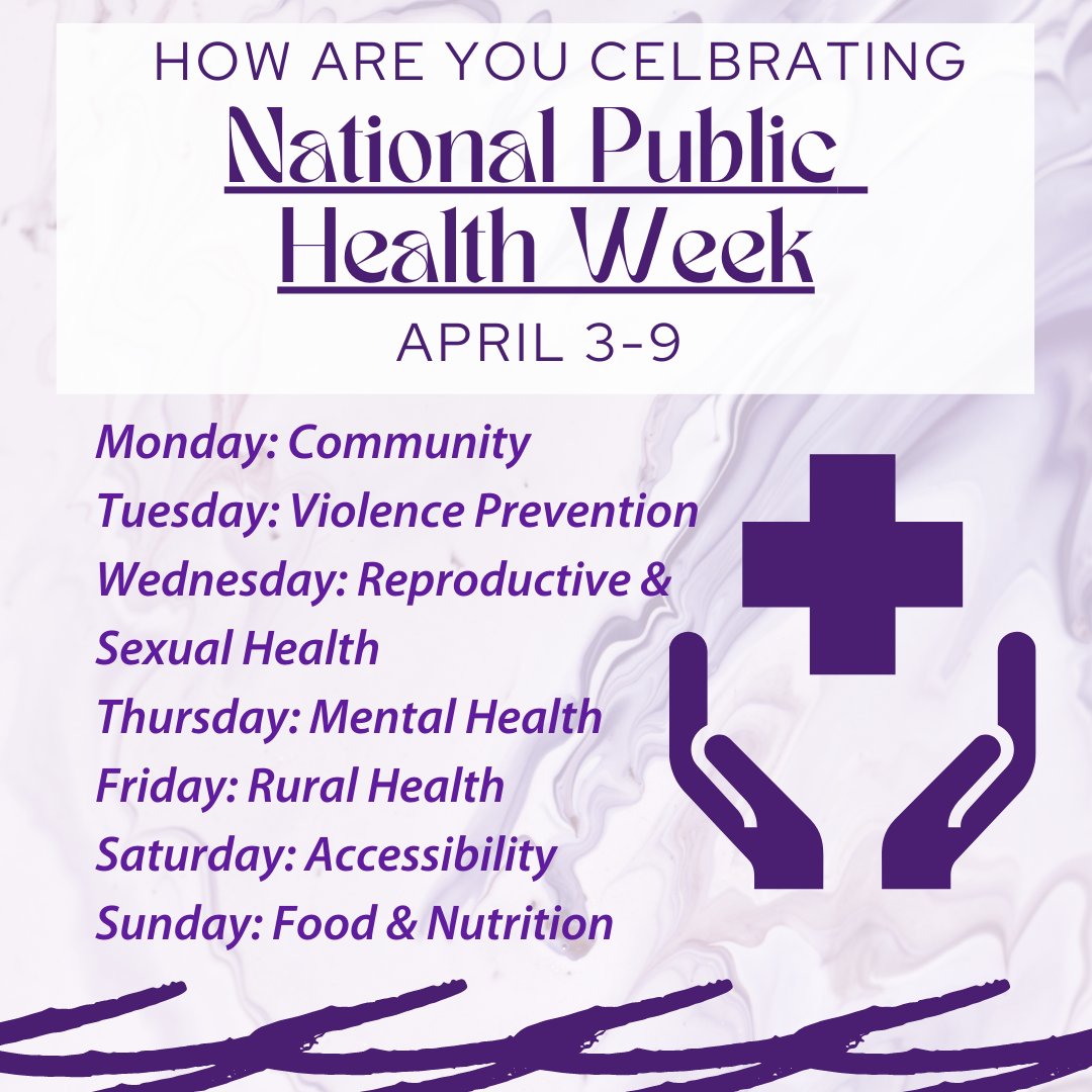 Today kicks off National Public Health Week! Each day focuses on a particular public health topic. We are very fortunate to have both an undergraduate and graduate public health program. 

Learn more about our undergrad public health program here:ow.ly/hat750NrCc1
