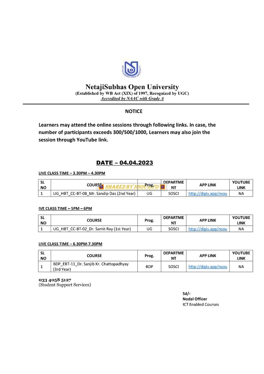 nsou_info's tweet photo. ✳️ Live Class Schedule for 04/04/2023.

#NSOU #NSOUINFO https://t.co/tJB1YkUwNZ