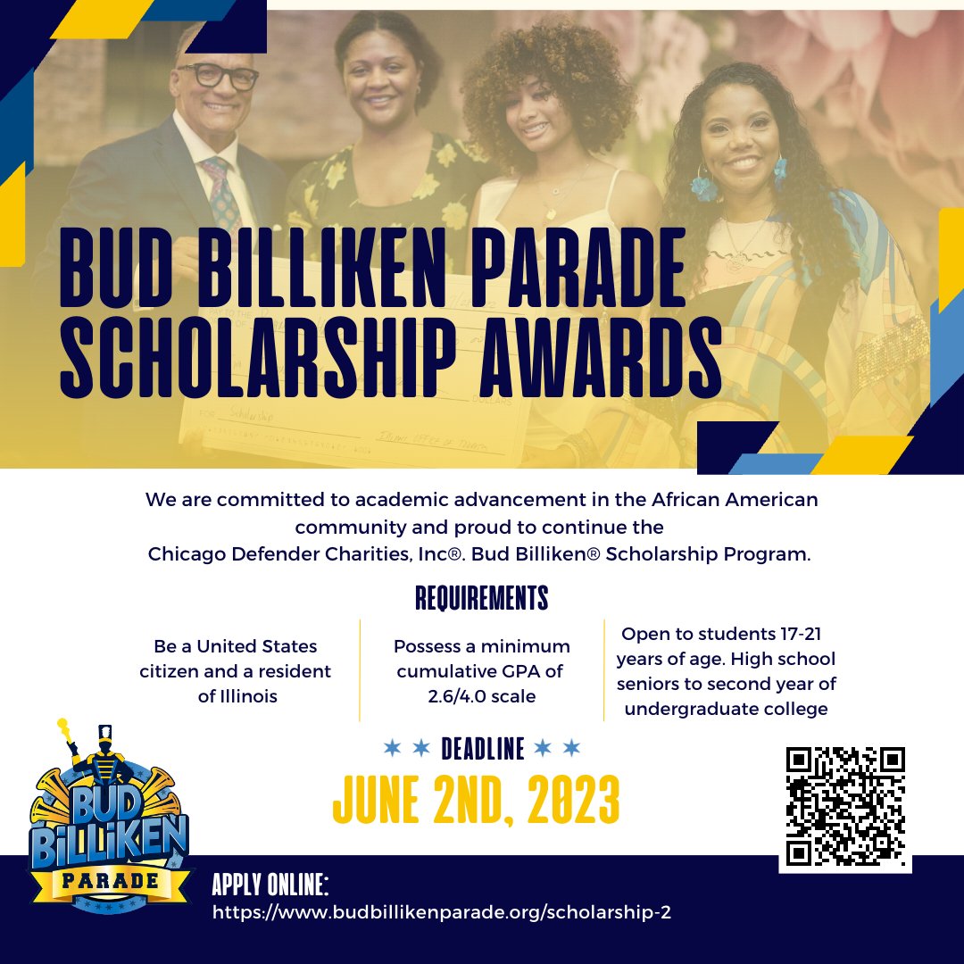 🎉The wait is over!🥳 Bud Billiken Parade Scholarship applications are now OPEN!💸👨‍🎓👩‍🎓Secure funding for your education and achieve your dreams! Apply NOW and show us what you've got!📚#BudBillikenParade #ScholarshipApplicationsOpen #EducationForAll🎓💰