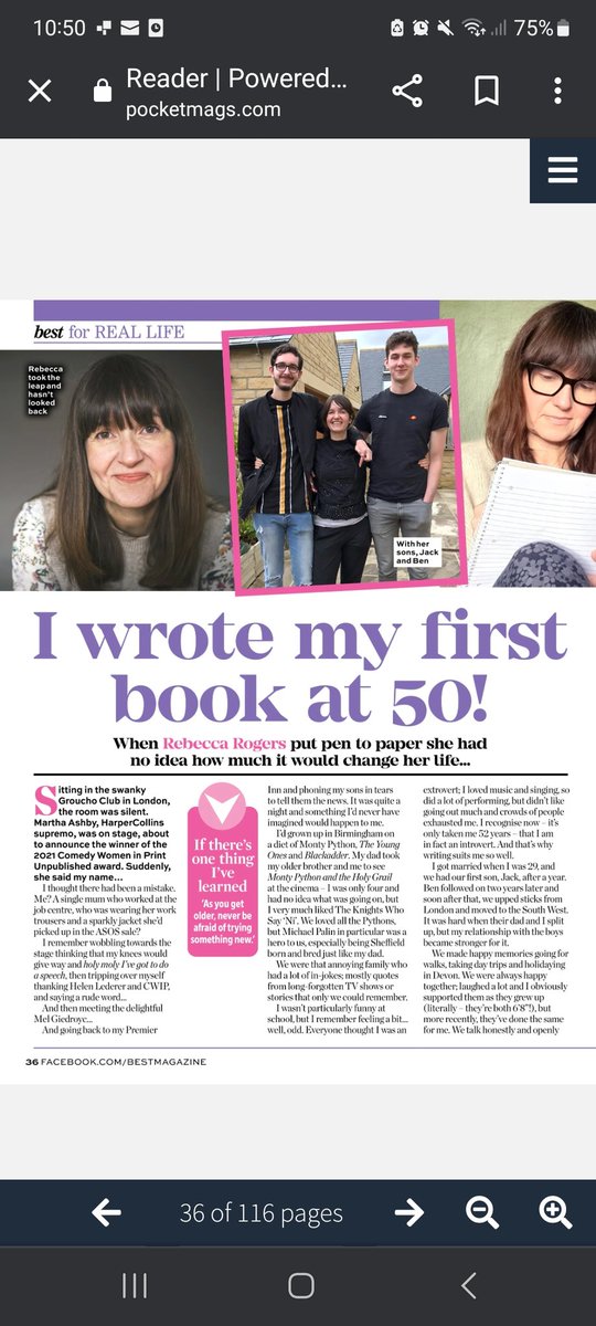 The lovely people at <a href="/BestMagOfficial/">Best magazine</a> interviewed me about writing last week. It's never too late to do what you love to do! <a href="/CWIPprize/">Comedy Women In Print</a> #thepurgatorypoisoning #amwriting