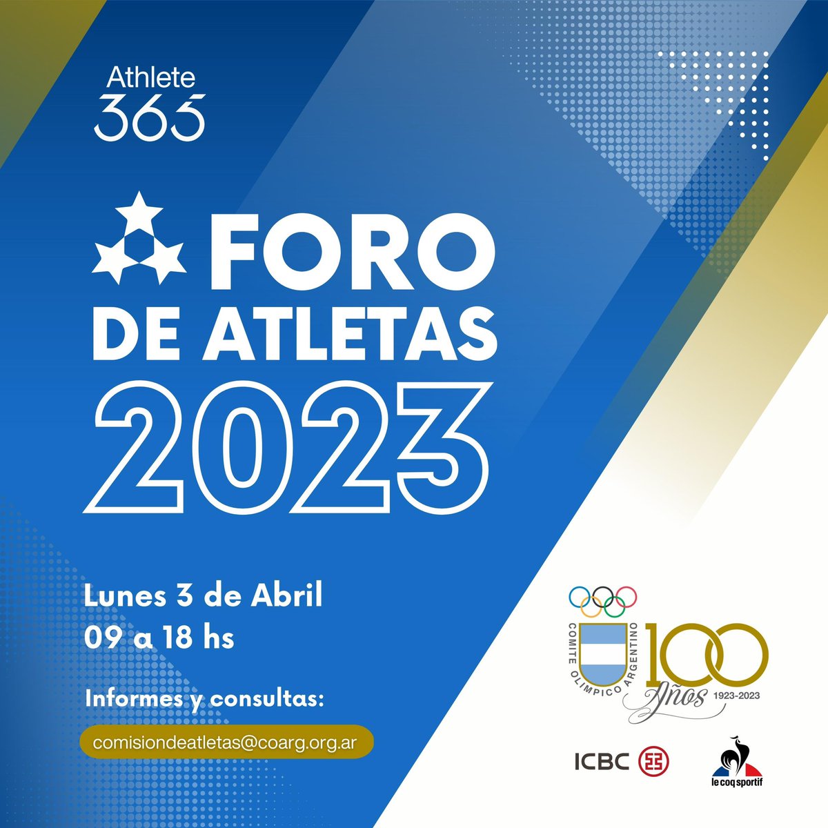 PrensaCOA's tweet photo. La Comisión de Atletas del Comité Olímpico Argentino realizará el III Foro Virtual Atletas 2023 - “La voz del Atleta en el corazón del Equipo”, que puede hacerse en forma presencial, por zoom y por el YouTube del COA. https://t.co/oJwATFoZLP