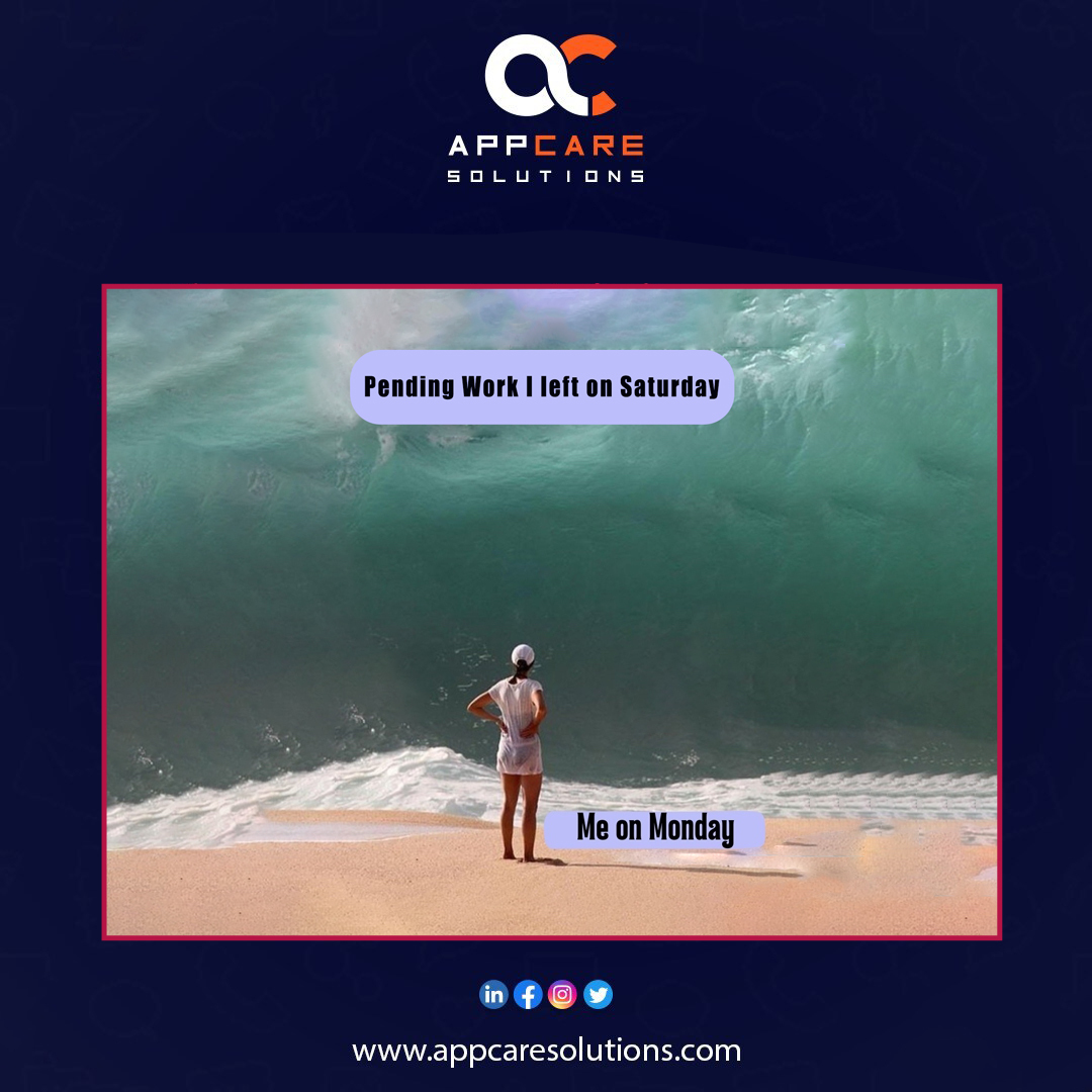 appcaresolutio's tweet photo. When you leave in excitement of weekend on saturday and comes on monday and realise the same task is still pending.
#appcaresolution #appcare #typicalmondayblues
#mondaymood #mondayvibes #digitalmarketing #marketingmemes #marketingagency #seo #smm #agencylife https://t.co/Hq1LqPrH2e