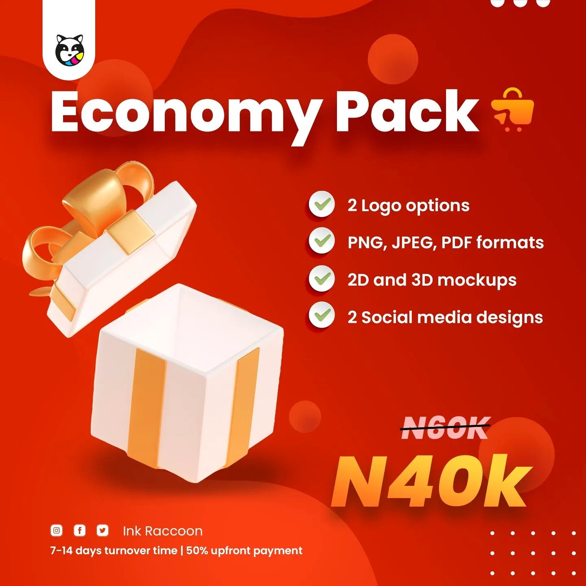WHAT YOU GET:
💡2 Logo options
💡PNG, JPEG and PDF formats
💡2D and 3D mock-ups
💡2 Social media post designs
Do not let this slide. Grab it while it lasts.
(2/2)
#nigerianbusiness #nigeria #lagos #naijabrandchick #lagosbusiness #lagosnigeria #abuja #nigerianfashion #TrendingNow