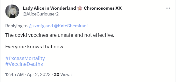 <a href="/AliceCuriouser2/">Lady Alice in Wonderland 🎗 Chromosomes 𝕏𝕏</a> <a href="/Top_Muppetries/">Ivor 'The Crank Engine' Cummins & Goings</a> <a href="/Jikkyleaks/">Jikkyleaks 🐭</a> <a href="/dirk_fasshauer/">𝘋𝘪𝘳𝘬</a> @TwitterSafety <a href="/ellagirwin/">Ella Irwin</a> That is misinformation. @TwitterSafety @TwitterSupport - Please look into <a href="/AliceCuriouser2/">Lady Alice in Wonderland 🎗 Chromosomes 𝕏𝕏</a> for the misinformation they spread as this example: