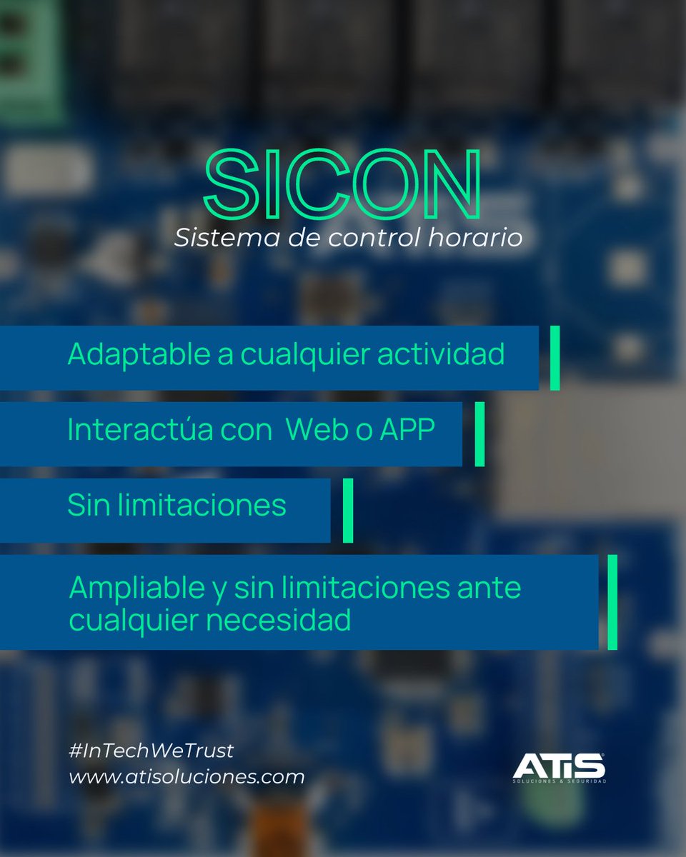 Atisoluciones's tweet photo. SICON ➡️ Sistema de Control Horario desarrollado en su totalidad por ATIS 🙌🏼 Conoce sus ventajas y no dudes en contactar con nosotros!! 🌐 https://t.co/yFGADH3UcP  

#InTechWeTrust #soluciones #tecnología #software https://t.co/jIxoJHpsKk
