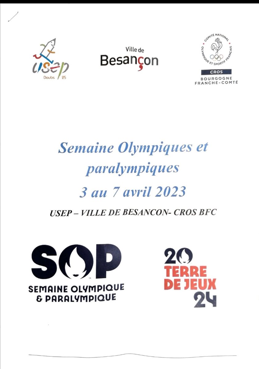 usep251's tweet photo. Début de la semaine olympique et Paralympique, pour les 12 classes de cycle 3 du rep+ de Planoise avec au programme, orientation, foot, vtt, escape game, quiz CROS, volley, hand fauteuil, karate et rugby.
Merci aux encadrants
#SOP2023 #terredejeux2024 @usepnationale @acbesancon https://t.co/uuaF4vwjAT