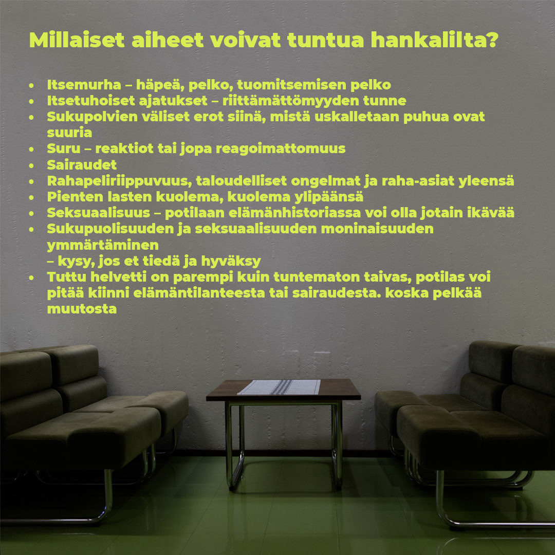Mikä edesauttaa puheeksi ottamista❓
Millaisista aineksista syntyy tilanne, jossa uskaltaa puhua❓
Mistä aiheista voi olla hankala puhua❓
Lue kokemusasiantuntijoiden ja ammattilaisten yhdessä pohtimia vastauksia näihin kysymyksiin➡
#mielenterveysstrategia