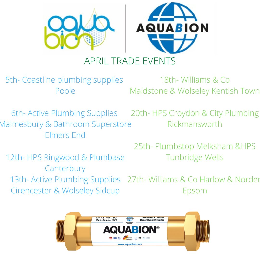 Upcoming April Trade Events.. From 7-11am. Breakfast is on us! #aquabionuk #waterconditioner #tradeevent #breakfast