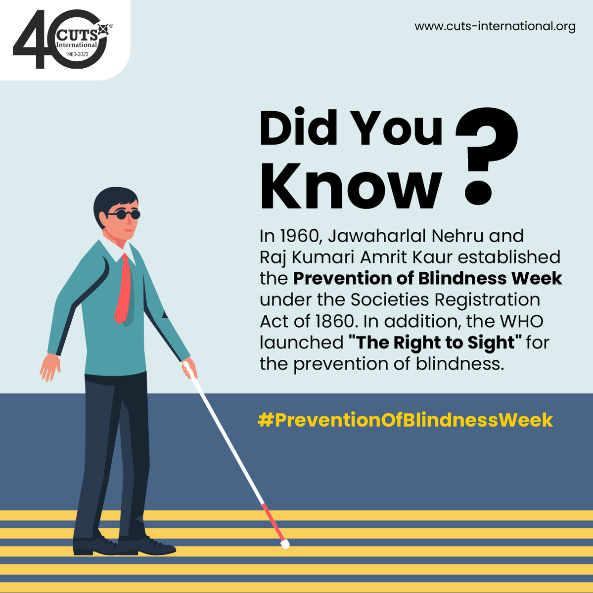 Celebrate Prevention of Blindness Week by educating yourself and others about the importance of eye care.

#VisionForAll #CUTS #CUTSInternational #PreventionOfBlindnessWeek

@psm_cuts @bc_cuts @gcheriyan @drpreetivats @ujjwal1841 @SureshSinghPar5 @GauharMehmood
