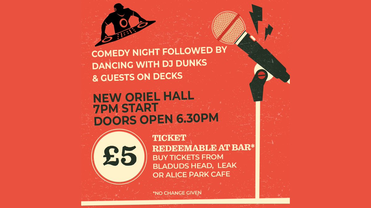 Get your Comedy Night tickets at Bladud's Head, Leak or Alice Park Cafe. On sale now!

Spread the word.