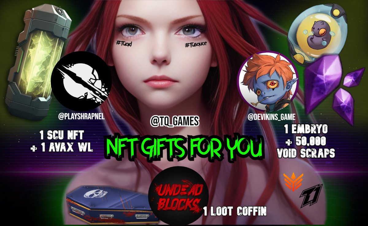 I got what you need gamer!🫵
sheeesh 3 W's!🫡

1⃣ Like, RT &amp; Tag your squad
2⃣ Follow <a href="/playSHRAPNEL/">SHRAPNEL » Play Now on Steam</a> <a href="/UndeadBlocks/">Undead Blocks</a> <a href="/devikins_game/">Devikins</a> &amp; <a href="/TQ_Games/">TQ | SAUCE Anichess✝️</a>
3⃣ Quote Tweet your favorite part of the space below!

Bell up! Draw in 24 hrs only!😱
Power to the Gamers!
Power to Creators!
👇👇👇