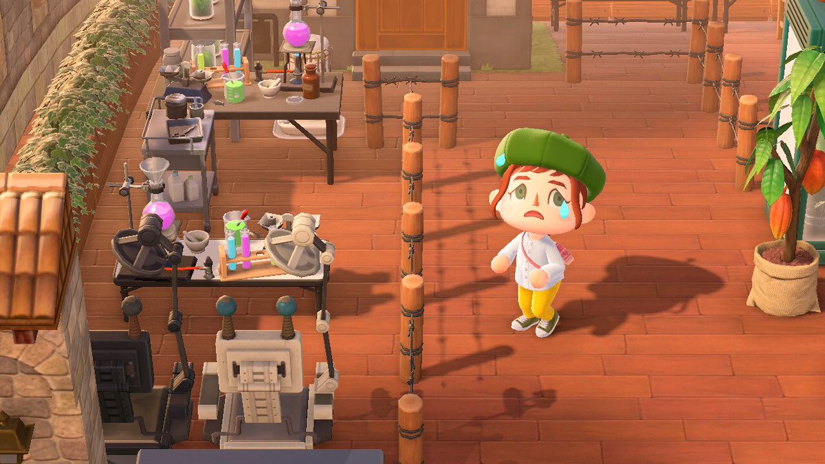 化学室は、実験椅子があってコワイ！歯医者さんのいすも似てるよね🦷
#ACNH
#AnimalCrossing 
#島クリ