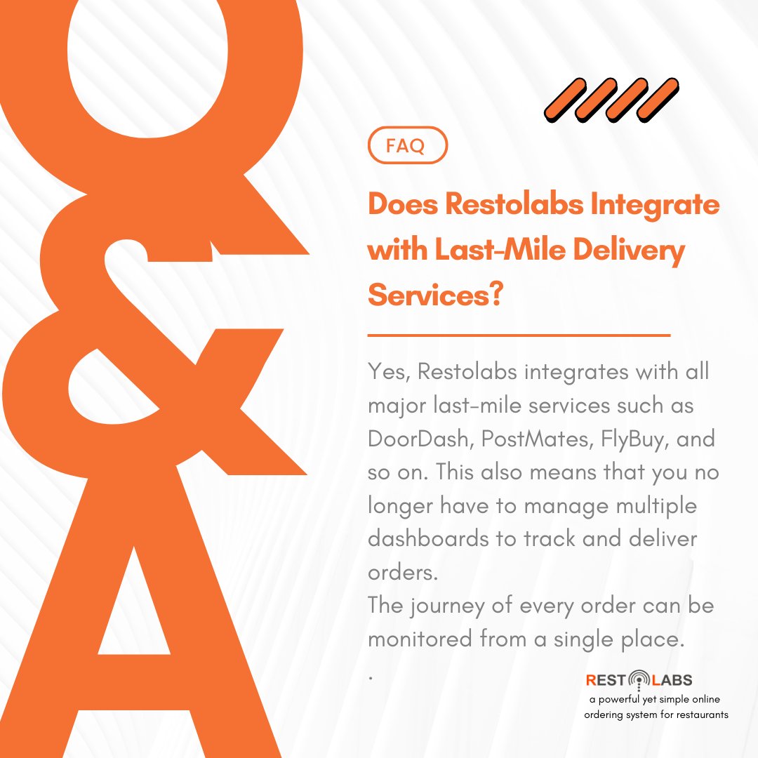 RestolabsOnline's tweet photo. #FoodDelivery is no longer an issue if you plan to launch your #restaurant e-commerce site 🚀

Restolabs integrates with all major last-mile delivery services, ensuring seamless and hassle-free operations. 

Book a demo now if you have any doubts about this exciting feature https://t.co/sisIiEFJPe