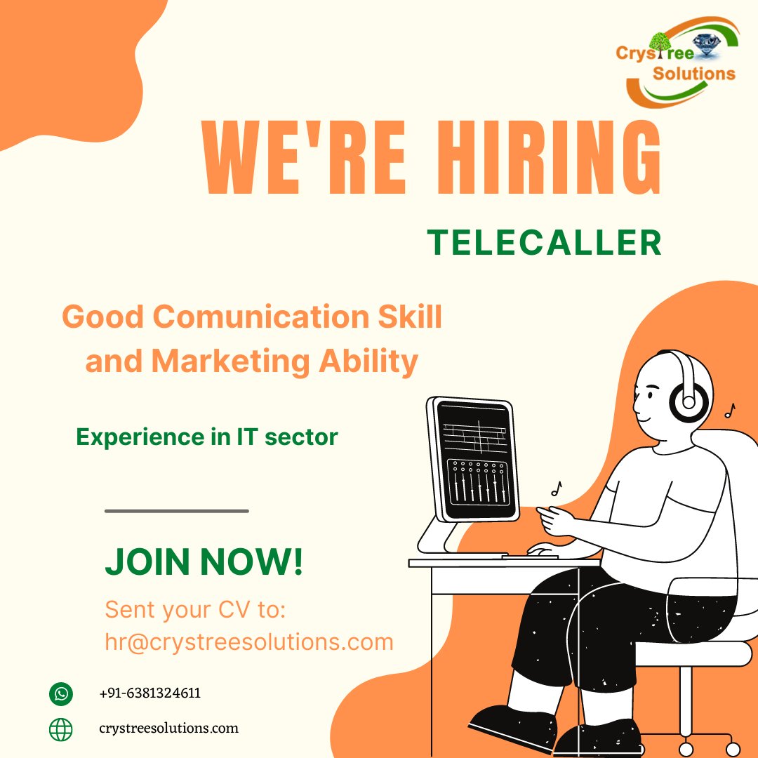 crystreesol's tweet photo. #telecaller #jobsearch #jobs #job #hiring #telecalling #telecallers #telesales #marketing #jobvacancy #sales #telemarketing #success #telecallerjobs #hr #placement #callcenter #business #delhijobs #businessprocess #motivation #outbound #inbound #navimumbai #careerservice https://t.co/7RaykVLlSG