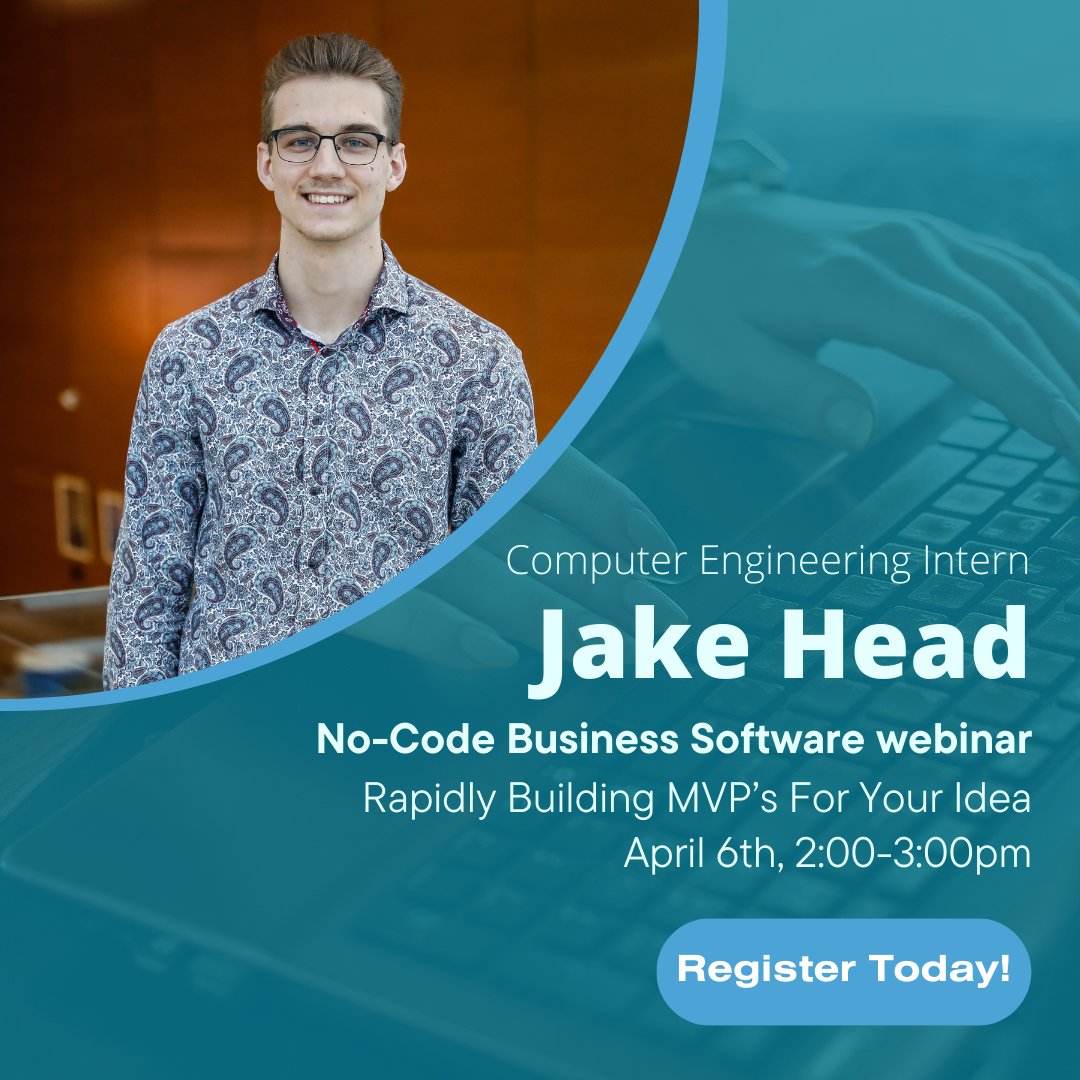 Meet your webinar host, Jake Head!

Jake Head is a passionate computer engineering student from Memorial University who's done 3 work-terms with Bounce in app development, database management and project management.

Check out his webinar this week: eventbrite.ca/e/no-code-busi…