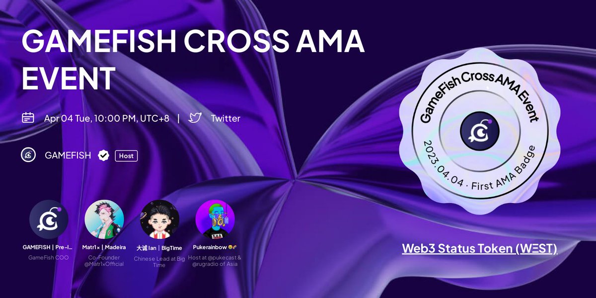 GameFish_io's tweet image. Frens! We are hosting an online event on the topic of RUG RADIO ASIA : #GameFi Future
Live on @link3to - the biggest Web3 AMA platform.
✅ Follow @GameFish_io @madeira_to @Ianwang666  
✅ Like &amp;amp; Rt
✅ Comment/Tag 3 

⏰ Apr 4, Tue, 10:00 PM UTC+8

🔗 link3.to/e/jpKvqP