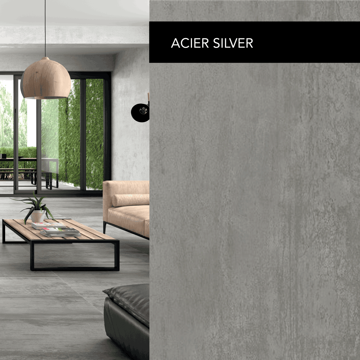 Upgrade your decor with the sleek and realistic metallic appearance of the Acier glazed porcelain stoneware tile, available at Lifestyle Ceramics in silver and white. #lifestyleceramics #acier #tileinspiration #tileinspo #designinspo #industrialstyle