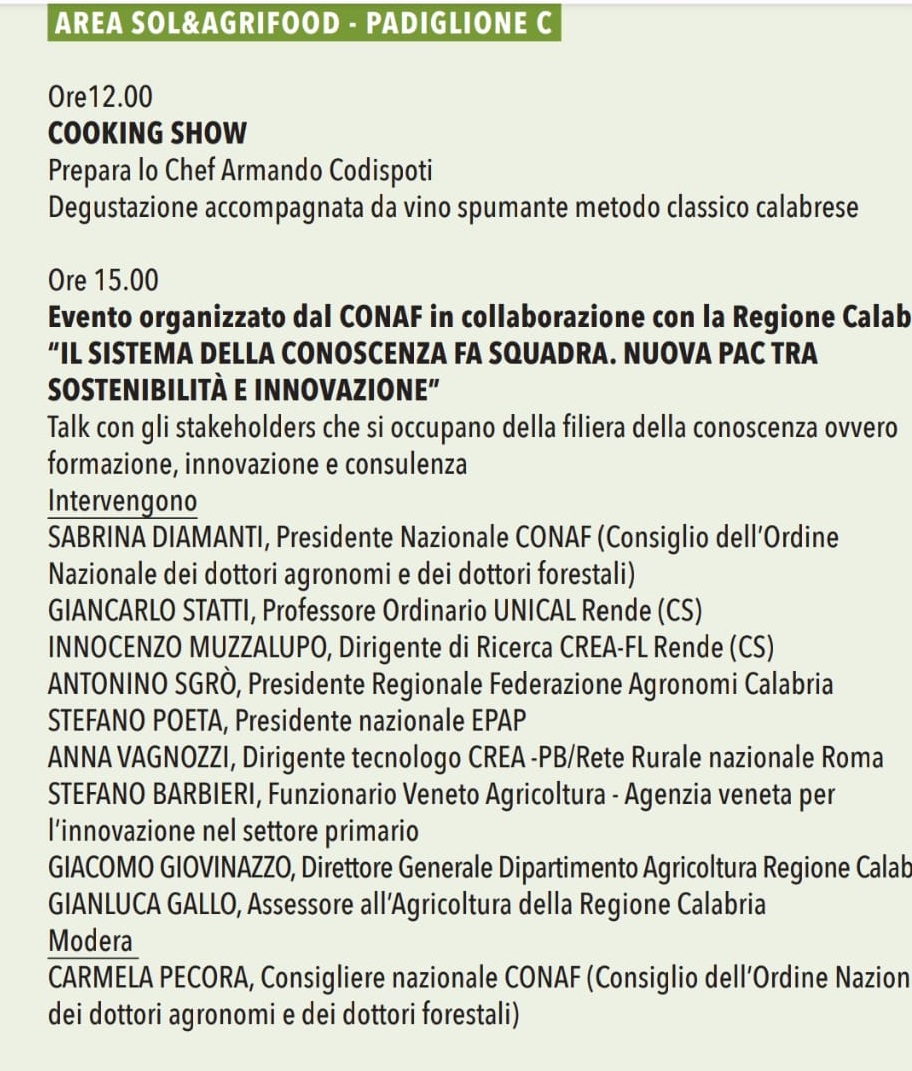 AGRONOMI E FORESTALE AL VINITALY
#agronomo e #forestale, nel mondo del #vino, sono figure centrali.
A <a href="/Vinitaly/">Teri Rolleri</a> sarà presente il CONAF, con  <a href="/SabrinaDiamant7/">Sabrina Diamanti</a> e i consiglieri #CarmelaPecora e #SilvioBalloni.

Buon Vinitaly a tutti
👇👇👇
vinitaly.com