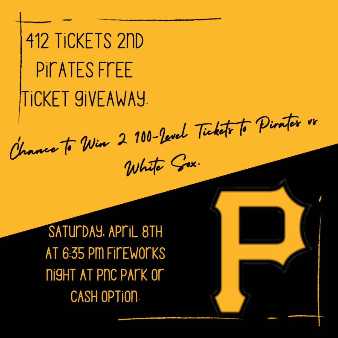 412Tickets's tweet photo. #PiratesFreeTicketGiveaway
Chance to win 2 100-Level Tickets vs WhiteSox Sat 4/8 FireWorks Night at 6:35pm or $20 via Cash App/Paypal
Giveaway starts Now ends Mon 4/3 at 11:59pm
Follow, RT &amp; Tag Friends
You can Enter on our FB &amp; IG @412Tickets too
Winner agrees not to Resale Tix https://t.co/BFXkWpY9db