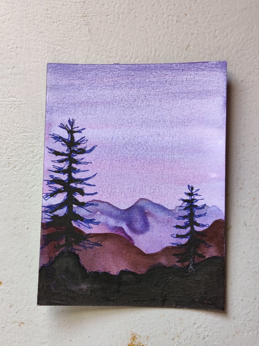 Skullcapforager's tweet photo. Purple sky #watercolor #painting https://t.co/qhPKRaDuAA
