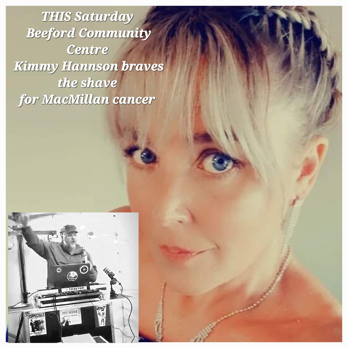 Kimmy will be braving the shave for @macmillancancer this weekend. I'll be DJ'ing from 10am - 2pm
@WhiteHague 
@SunzoomMusic 
@TeenageWaitress 
@stonefoundation 
@MoonsOfficial 
@theblowmonkeys 
@paulwellerHQ 
@lowislandmusic
@Hot_Chip

bravetheshave.macmillan.org.uk/shavers/kimmy-…