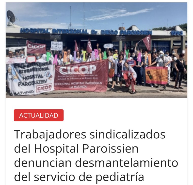 deramosdigital's tweet photo. Denuncian desmantelamiento del servicio de pediatría en el Hospital Paroissien. https://t.co/0nsFtCPiDi https://t.co/VCf43D8PSK