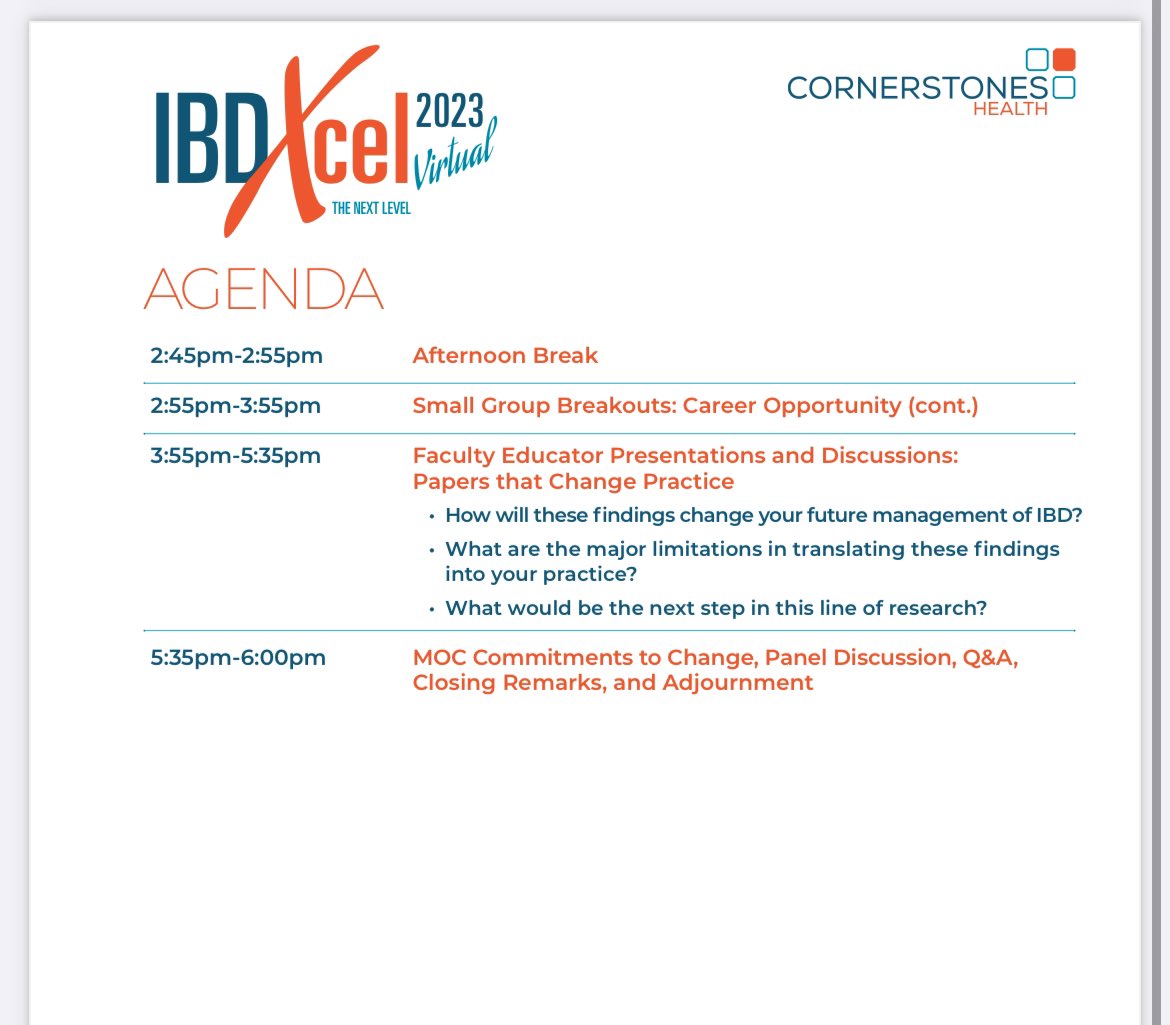 Jami Kinnucan, MD, FACG, AGAF, FCCF (@ibdgijami) on Twitter photo Join us on April 15 for excellent #IBD CME event with <a href="/CrnstnsHlth/">Cornerstones Health</a> <a href="/DrCoreySiegel/">Corey Siegel</a> <a href="/EdwardLoftus2/">Edward Loftus</a> <a href="/MaiaKayalMD/">Maia Kayal MD</a> <a href="/DiscoverIBD/">Dr Brian Bressler</a> <a href="/IBDMD/">David T. Rubin, MD</a>
Great opportunity to discuss challenging cases with #IBD faculty + and more
Less than 5 years out? Apply now!
conta.cc/3luz13l Join us on April 15 for excellent #IBD CME event with <a href="/CrnstnsHlth/">Cornerstones Health</a> <a href="/DrCoreySiegel/">Corey Siegel</a> <a href="/EdwardLoftus2/">Edward Loftus</a> <a href="/MaiaKayalMD/">Maia Kayal MD</a> <a href="/DiscoverIBD/">Dr Brian Bressler</a> <a href="/IBDMD/">David T. Rubin, MD</a>
Great opportunity to discuss challenging cases with #IBD faculty + and more
Less than 5 years out? Apply now!
conta.cc/3luz13l