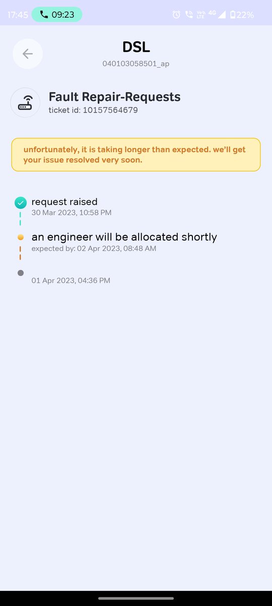 anireddee's tweet photo. Dear #AirtelThanks, it is ridiculous that my service request raised on 30th March 2023 at 10:30 pm is still not addressed till date nor is the service engineer Mr. Abdul Razzak (Mobile #7795897478) responding to my calls from last Friday 31st March 2023. (1/4) https://t.co/FOSxkjlzNN