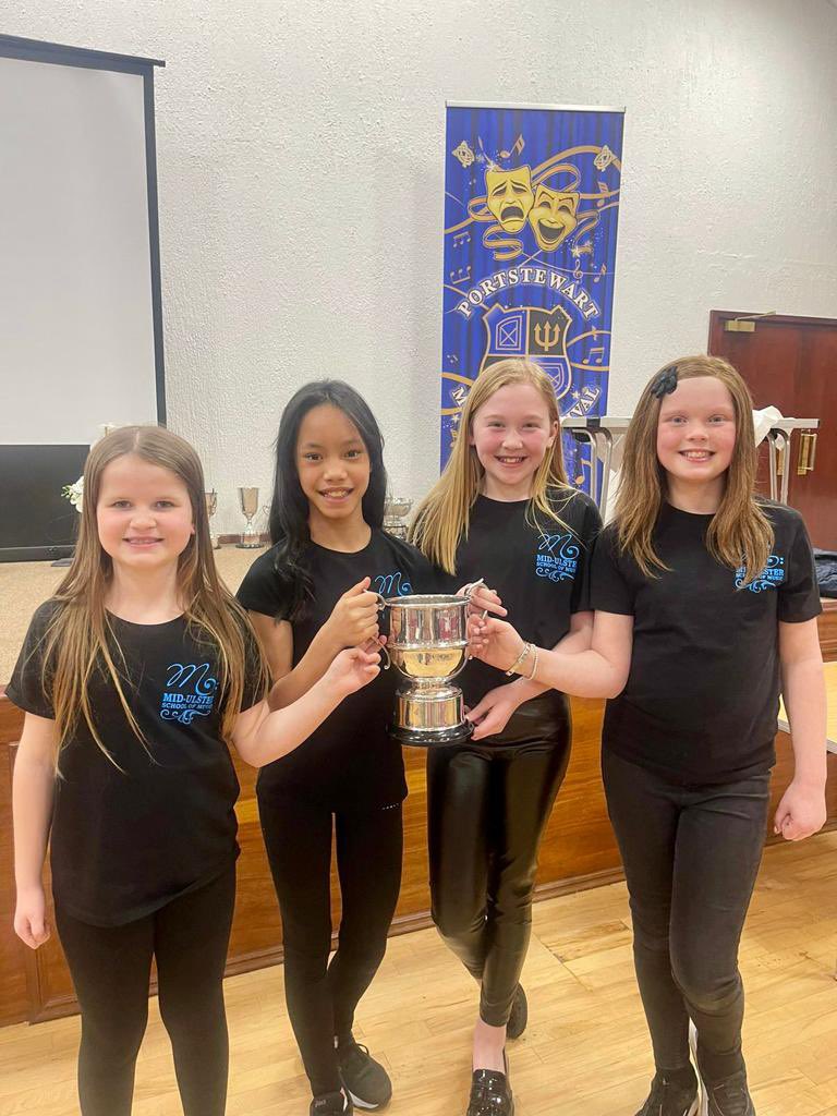 We love to celebrate the success of pupils outside school!
Congrats to our pupils Aine, Eliana, Pippa &amp; Piya who as part of Mid Ulster School of Music were awarded 1st place in Female Choir Category at Portstewart Music Festival.
Amazing talent and a wonderful experience! 🤩🎶💙