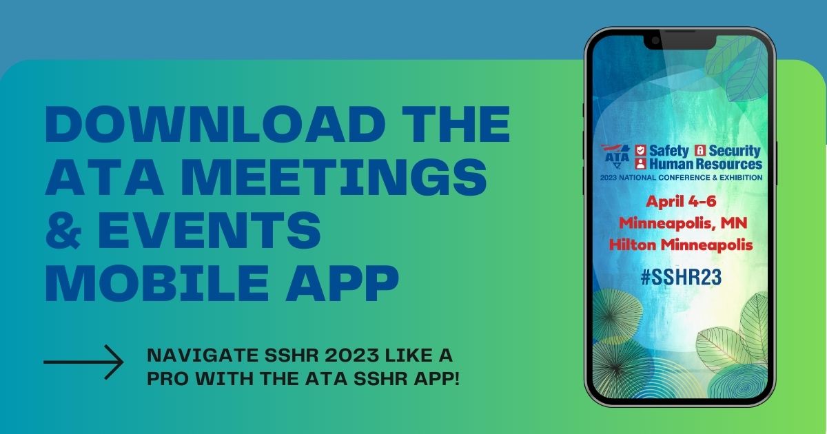 TRUCKINGdotORG's tweet photo. Download the "ATA Meetings & Events" app and navigate #SSHR23 like a pro! The mobile app is the best tool to receive live updates throughout the meeting. Locate the "ATA Meetings & Events" app in your app store and select "SSHR Conference & Exhibition" under Featured Events. https://t.co/VPPQAJyfg8