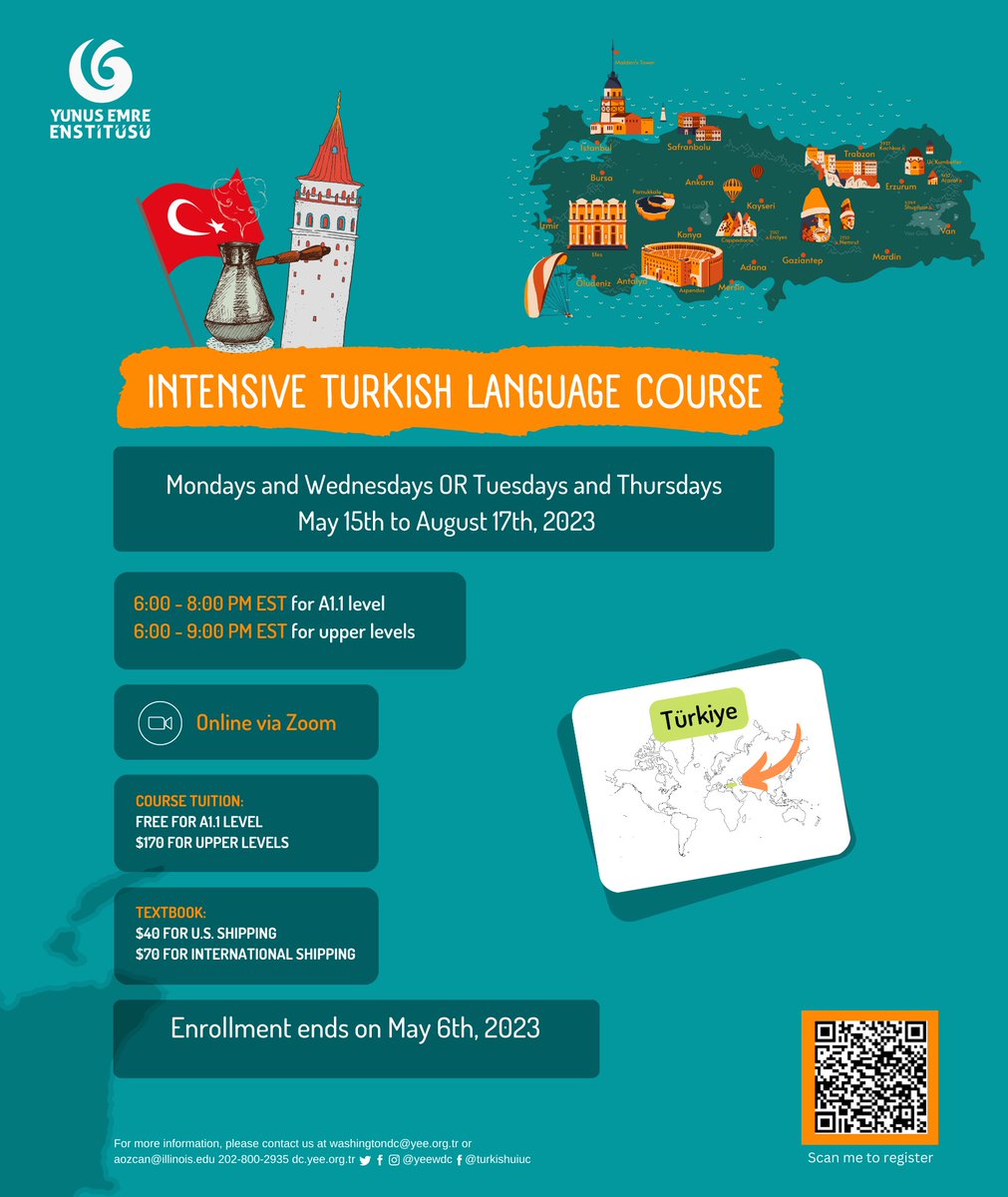 Merhaba👋
Looking to improve your #Turkish to communicate with over 90 million people without any obstacles?
📚Enroll in the online #TurkishLanguage courses from A1.1 to C1.2 level this #summer to speak Turkish as a #secondlanguage😎
👉🏽tinyurl.com/TLCSummer23 
#CulturalDiplomacy