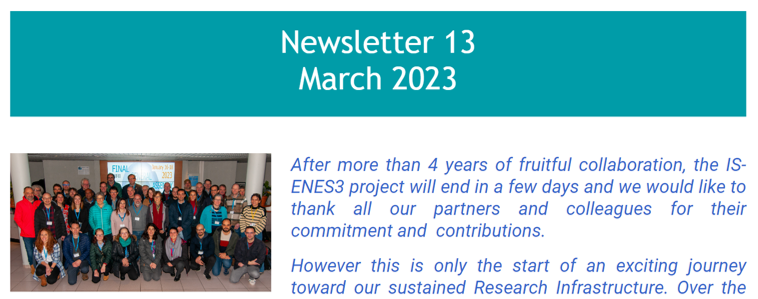 The #ISENES3 newsletter of March 2023 is out !

Check out our talks at #EGU2023, our upcoming webinars on the #Climate4Impact portal/#icclim and on the Sea Ice modelling integrated initiative ! 

👉mailchi.mp/02e5d196e430/i…