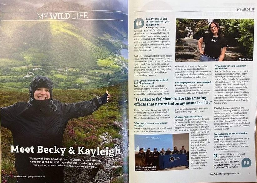 ChesterNPC's tweet image. Our co-chairs Becky and Kayleigh did an amazing interview for Cheshire Wildlife Trust&apos;s magazine! We are so proud of them and thankful for all they do. If you get the chance to check it out, let us know ❤️