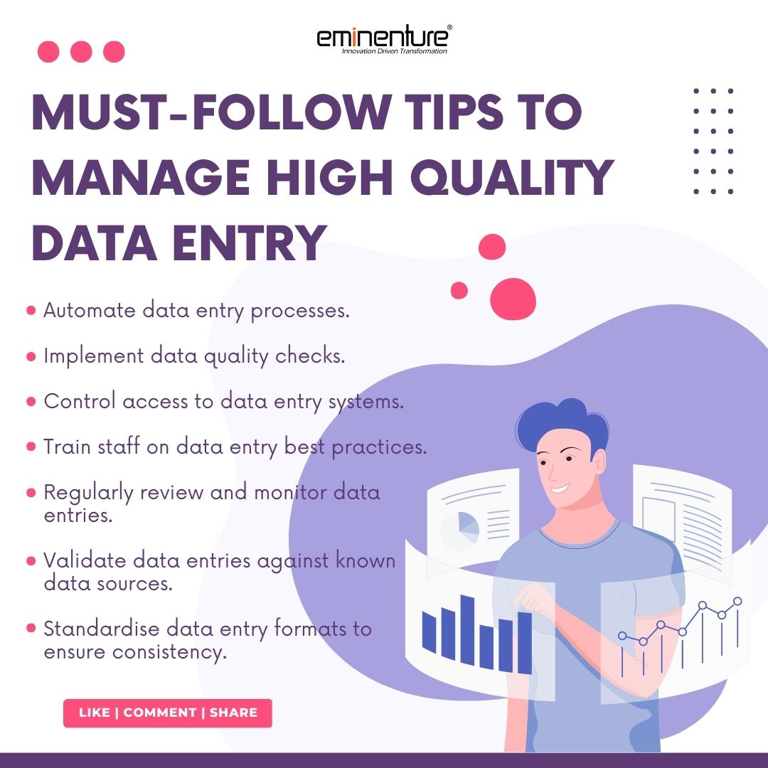 Eminenture's tweet image. High-quality data entry is crucial for ensuring accurate & reliable information for decision-making. Ensure to avoid errors & inconsistencies & optimize them for business processes. Learn more #dataentrytips: tinyurl.com/yneerej6 #dataentry #data #dataentrysolution #accuracy