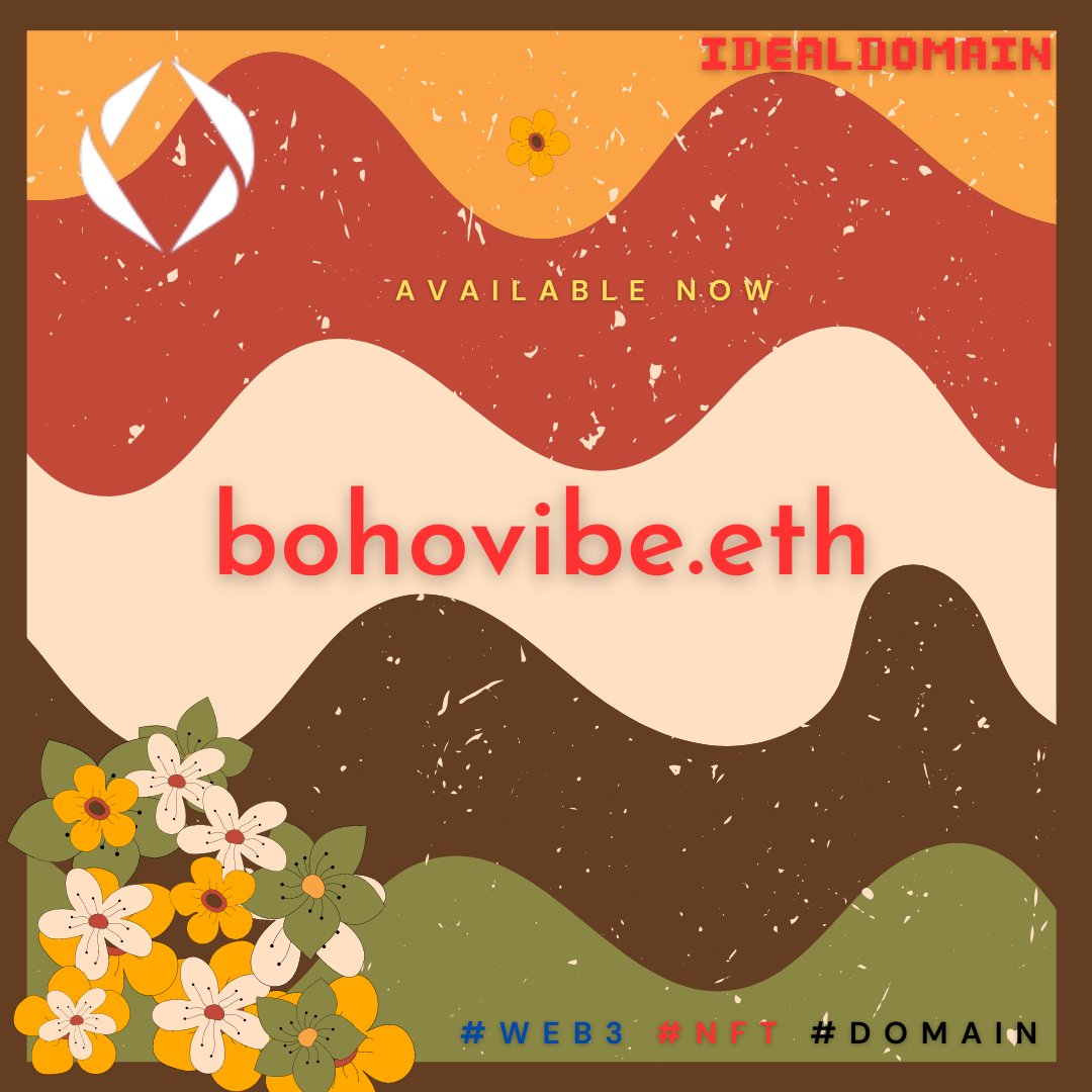 "Join the Web3 Community with Your Own Domain. Be a Part of the Web3 Revolution 🤝💻🌐💫".

bohovibe.eth

Available Now 👉 opensea.io/idealdomain
#Web3 #Decentralization #Web3 #Blockchain #domainforsale