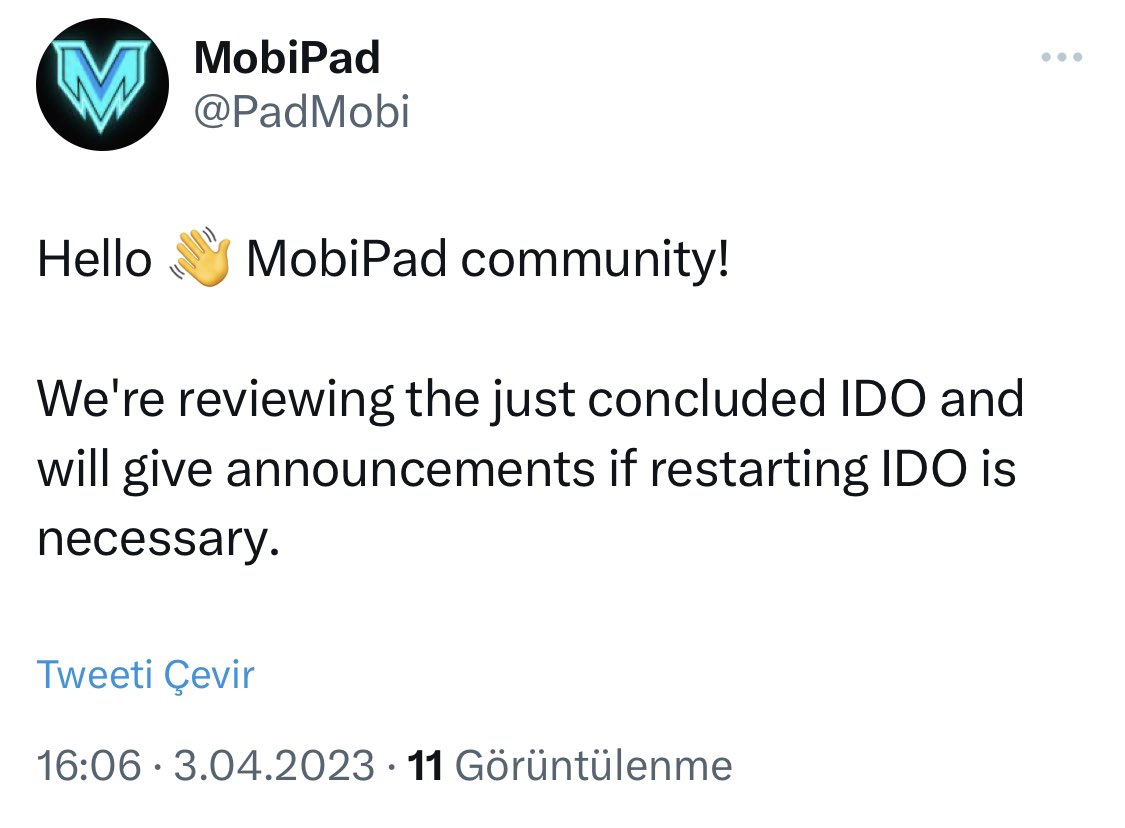 Mobipad platformunun bugün yapacağı ön satış esnasında site çöktü ve 15:00 de başlaması gereken ido, saatinden 3-4 dk daha erken başlayarak tek cüzdan ile allocationun tamamı alınmış.

Durumu acilen düzeltin @PadMobi